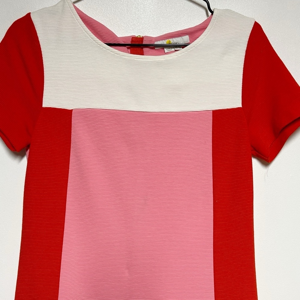 Colorblock Pink and Coral Shift Dress - Picture 4 of 5